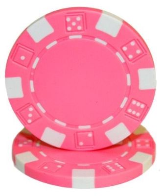 Roll of 50 pink dice poker chips, 11.5 g each