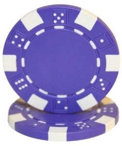 Roll of 50 blue dice poker chips, 11.5 g each