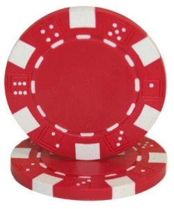 Roll of 50 red dice poker chips, 11.5 g each