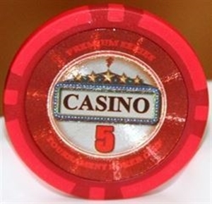 Casino poker chip, 5 dollars, 14 g