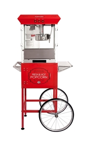 Image de Machine à maïs à éclater 8oz avec chariot - ROUGE