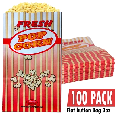 Picture of 100 Pack 3oz Empty Popcorn Bags with Flat Bottom