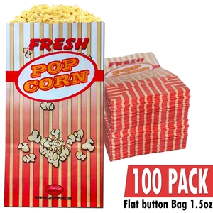 Picture of 100 Pack 1.5oz Empty Popcorn Bags with Flat Bottom