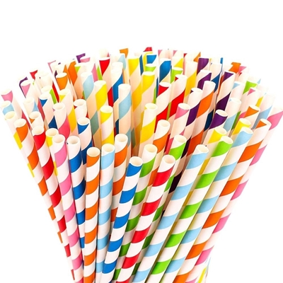 Picture of 72012 - Pack of 100 Biodegradable Paper Straws in Assorted Colors